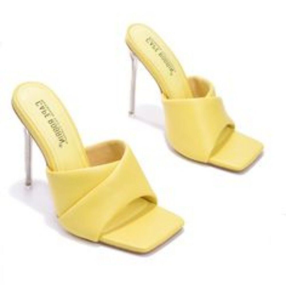 Cape Robbin Yellow Talulla High Heel Square Toe Sandal 10